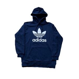 Adidas Men's Blue Pullover Trefoil Hoodie Sweater Size Large
